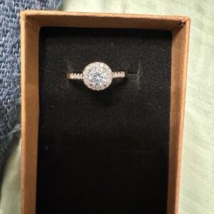 1 Carat S925 Silver Halo Moissanite  Ring